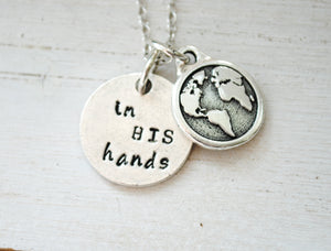 He's got the whole world in His hands - Christian Necklace, Faith Jewelry