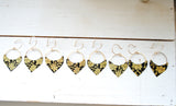 Black and Gold Floral Shield Earrings