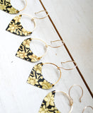 Black and Gold Floral Shield Earrings