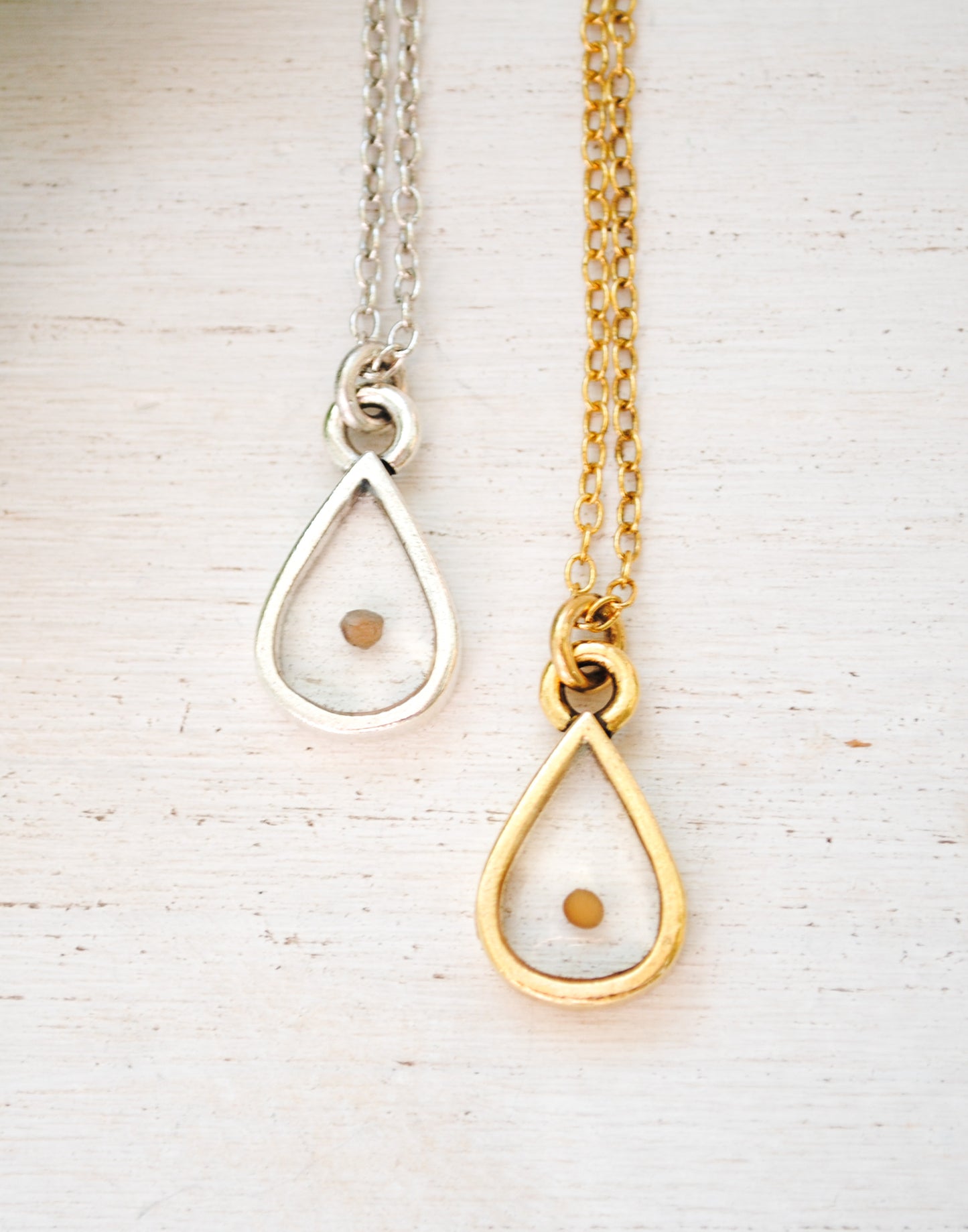 Teardrop Mustard Seed Necklace - Silver or Gold - Those who sow in tears shall reap in joy - Psalm 126:5 - Faith Necklace