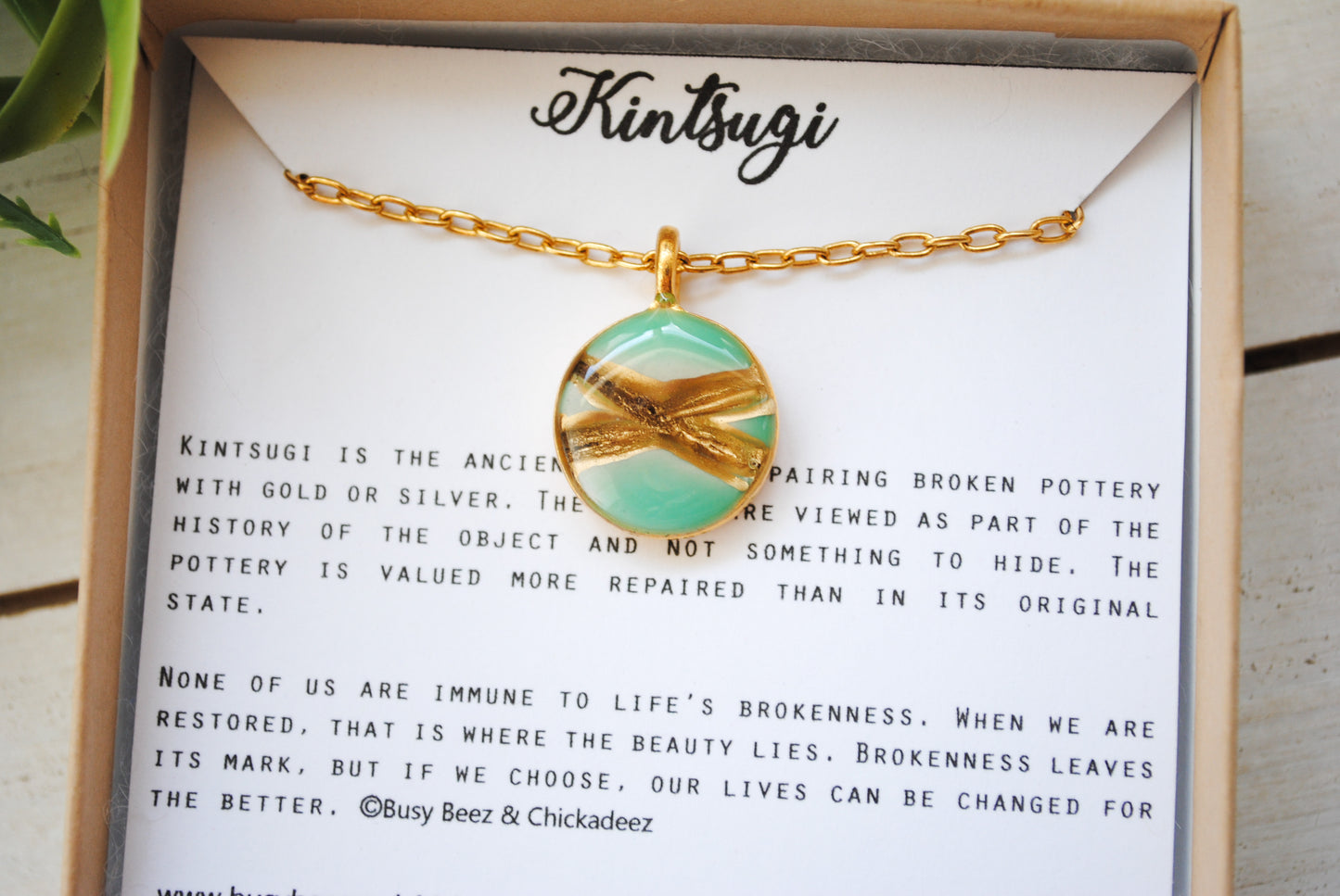 Kintsugi Inspired Pendants - Encouragement Gift - Round, Turquoise, Gold, Kintsugi Jewelry, Kintsugi Necklace