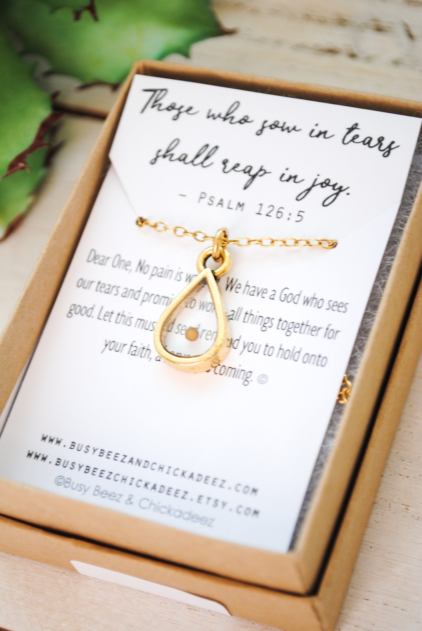 Teardrop Mustard Seed Necklace - Silver or Gold - Those who sow in tears shall reap in joy - Psalm 126:5 - Faith Necklace