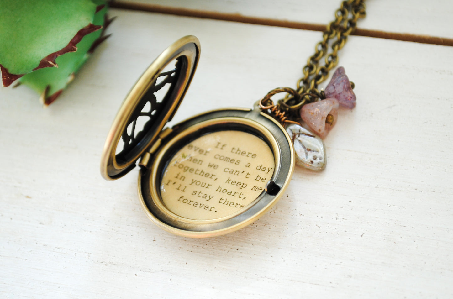 Quote Locket - Winnie the Pooh - If ever If there ever comes a day when we can't be together, keep me in your heart...