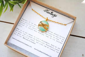 Kintsugi Inspired Pendants - Encouragement Gift - Round, Turquoise, Gold, Kintsugi Jewelry, Kintsugi Necklace