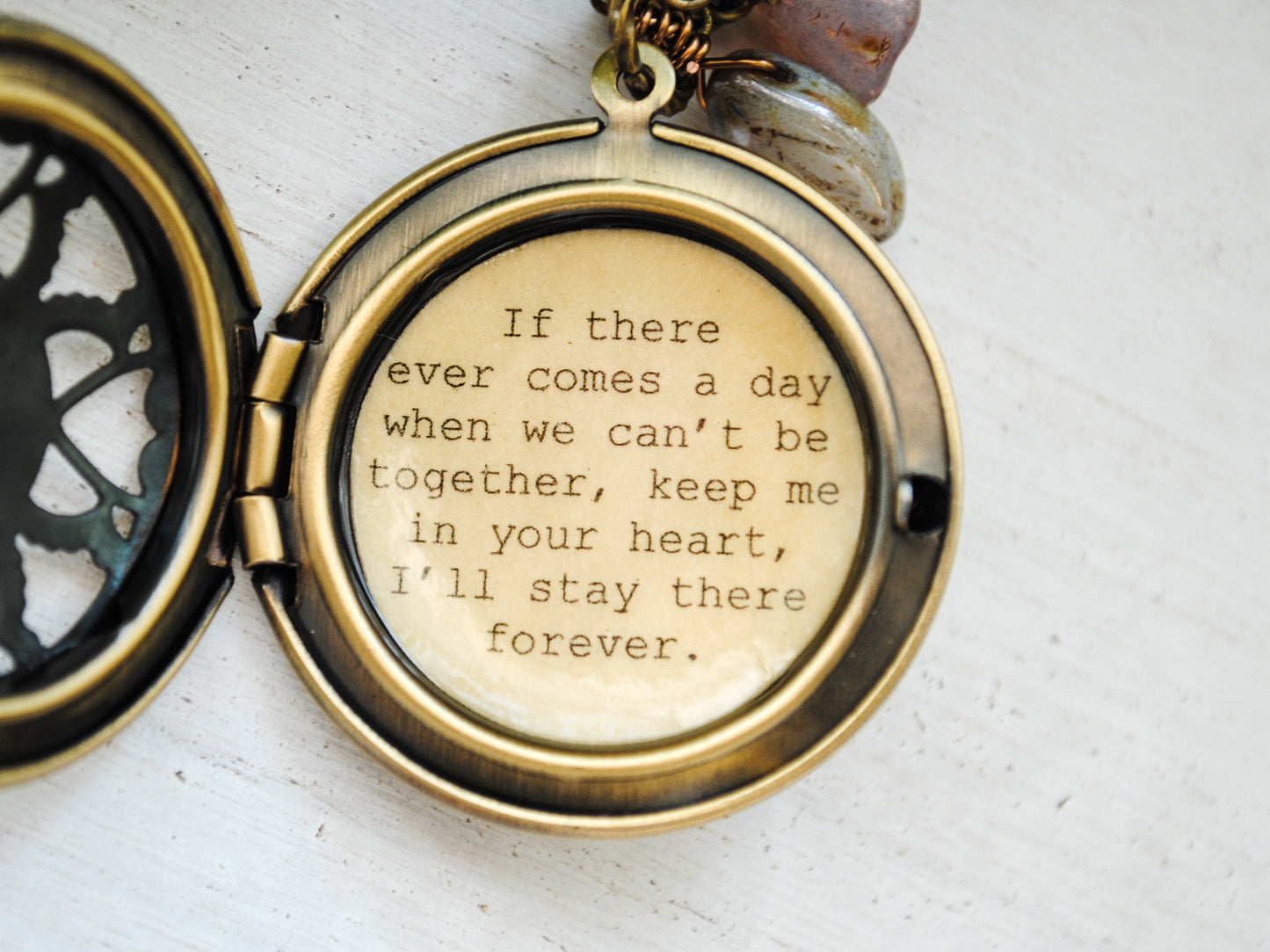 Quote Locket - Winnie the Pooh - If ever If there ever comes a day when we can't be together, keep me in your heart...