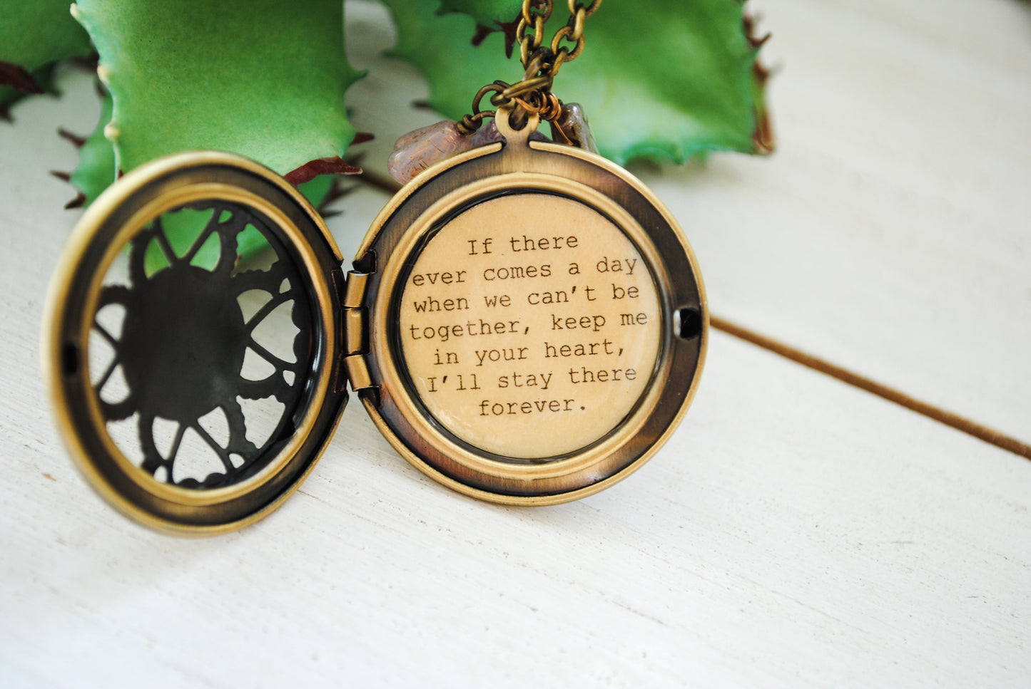 Quote Locket - Winnie the Pooh - If ever If there ever comes a day when we can't be together, keep me in your heart...