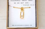 Petite Rectangle Mustard Seed Necklace - Silver, Gold or Copper - Faith Jewelry, Christian Jewelry