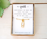 Petite Rectangle Mustard Seed Necklace - Silver, Gold or Copper - Faith Jewelry, Christian Jewelry