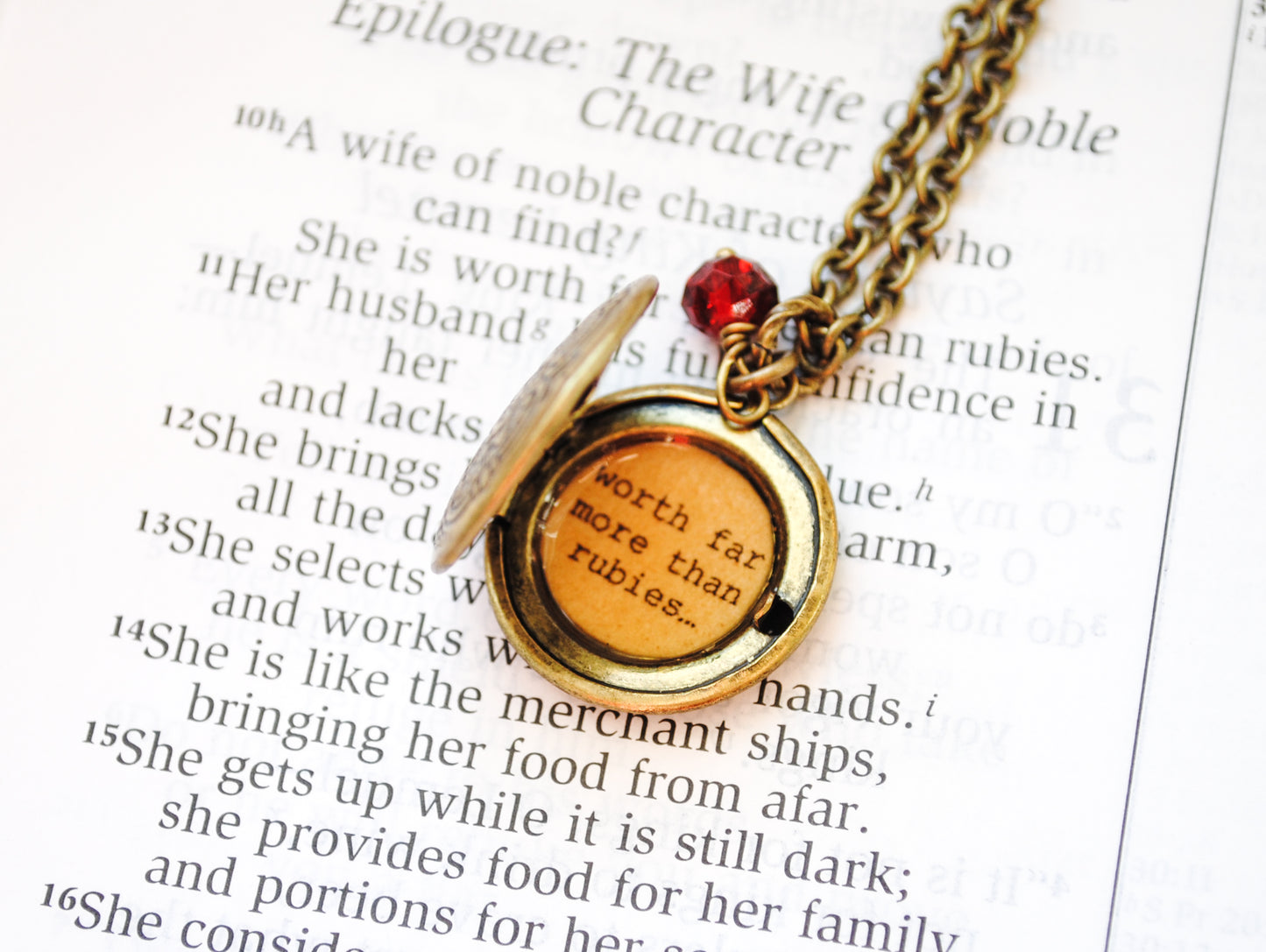 Proverb 31 Women's Locket - worth far more than rubies