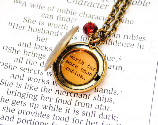 Proverb 31 Women's Locket - worth far more than rubies