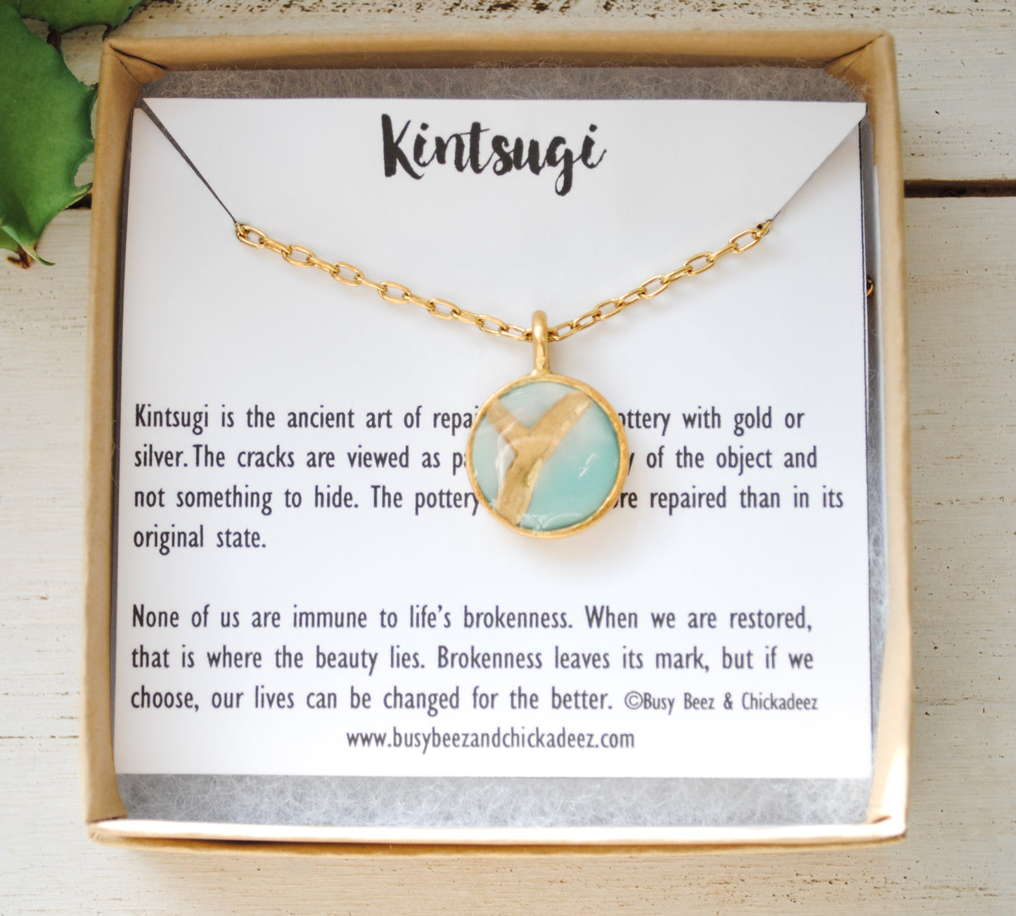 Kintsugi Inspired Pendants - Encouragement Gift - Round, Turquoise, Gold, Kintsugi Jewelry, Kintsugi Necklace