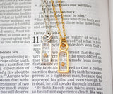 Petite Rectangle Mustard Seed Necklace - Silver, Gold or Copper - Faith Jewelry, Christian Jewelry