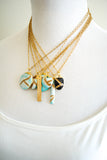 Kintsugi Inspired Pendants - Encouragement Gift - Hand Stamped Double Sided Necklace - Small Circle, Turquoise, Gold