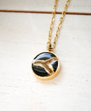 Kintsugi Inspired Pendants - Encouragement Gift - Round, Black, Gold, Kintsugi Jewelry, Kintsugi Necklace