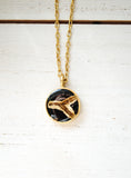 Kintsugi Inspired Pendants - Encouragement Gift - Round, Black, Gold, Kintsugi Jewelry, Kintsugi Necklace