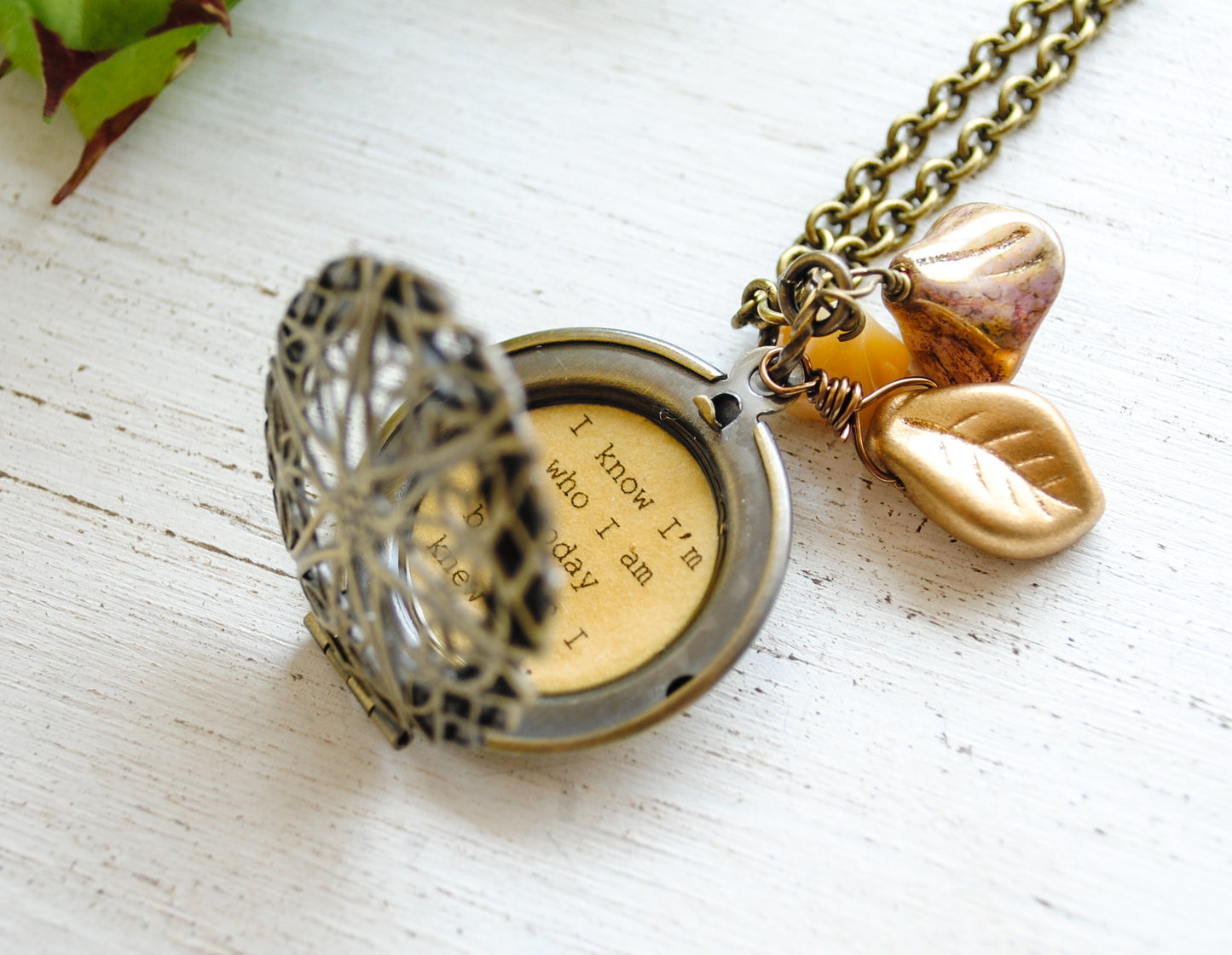 I know I'm who I am today because I knew you - Broadway Jewelry - Wicked - Quote Locket - Womens Locket - Friendship Locket