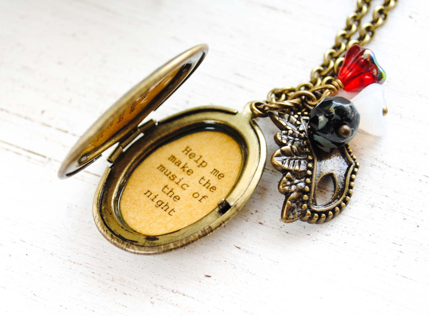 Phantom of the Opera - Broadway Jewelry - Quote Locket - Womens Locket - "Music of the Night"