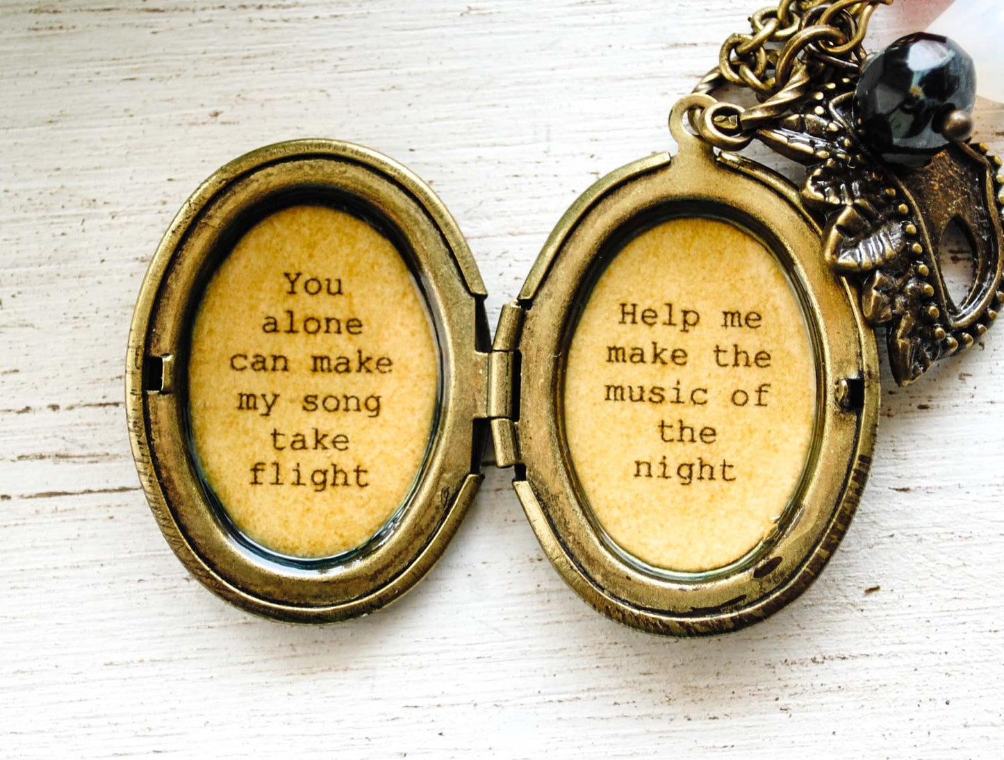 Phantom of the Opera - Broadway Jewelry - Quote Locket - Womens Locket - "Music of the Night"