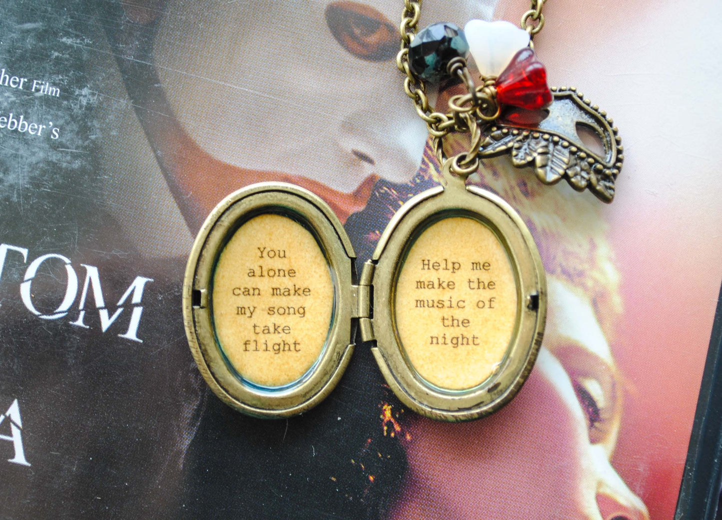 Phantom of the Opera - Broadway Jewelry - Quote Locket - Womens Locket - "Music of the Night"