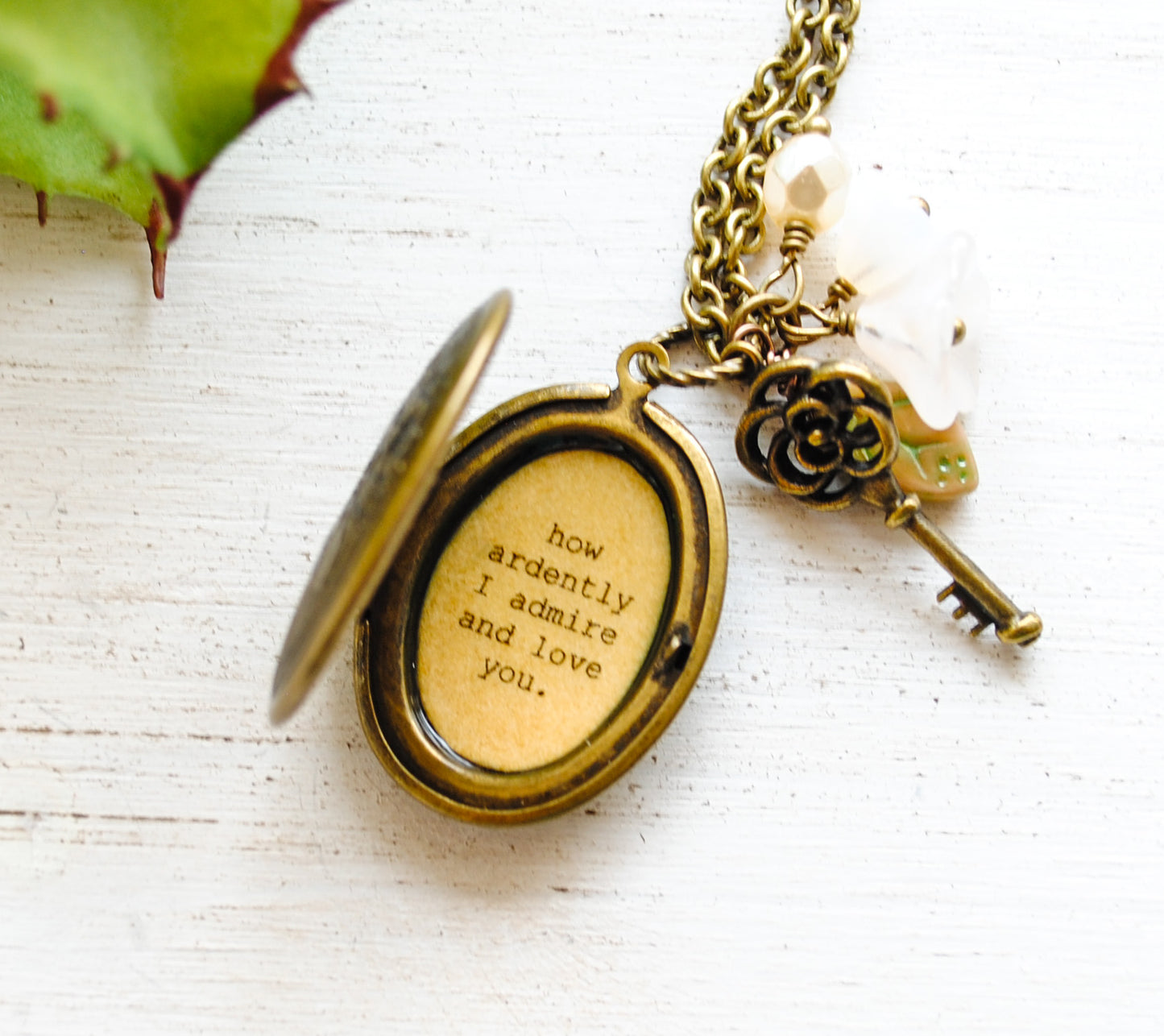 Jane Austen Necklace - Women's Locket - Mr. Darcy - Pride and Prejudice - You must allow me to tell you how ardently I admire and love you