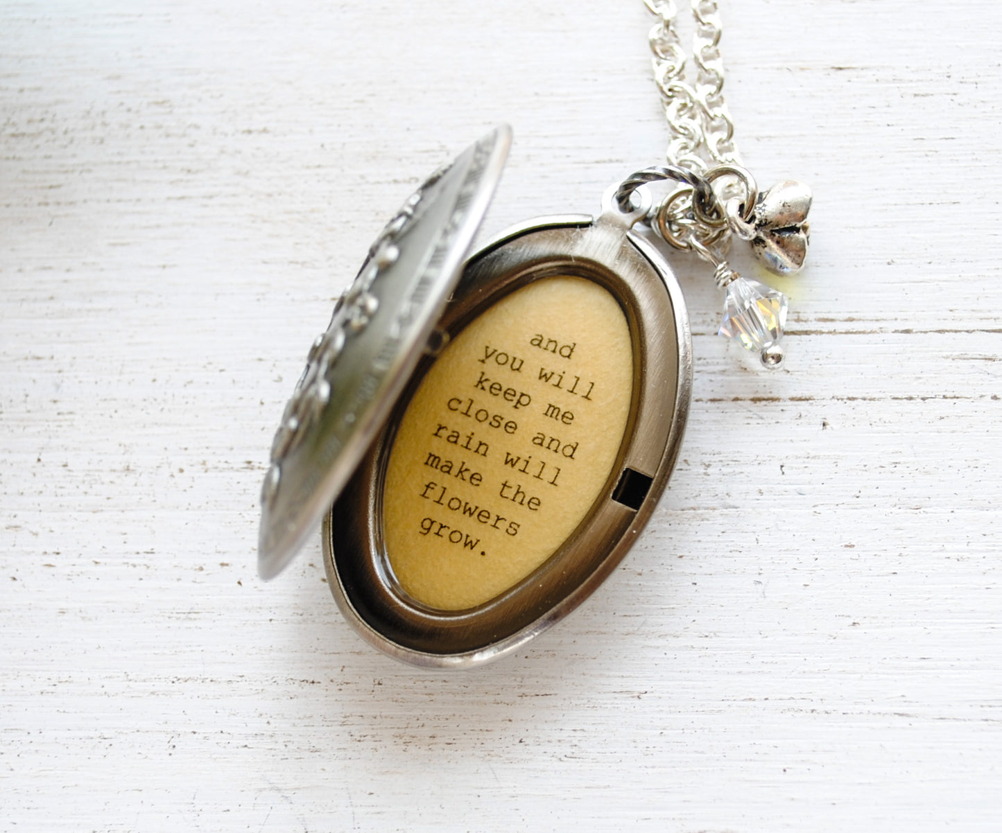 Les Miserables - Broadway Jewelry - Quote Locket - Womens Locket - "A Little Fall of Rain" - Eponine - you're here that's all i need to know