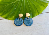 Navy Wave Chiyogami Earrings