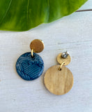 Navy Wave Chiyogami Earrings