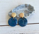 Navy Wave Chiyogami Earrings