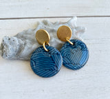 Navy Wave Chiyogami Earrings