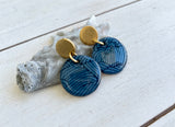 Navy Wave Chiyogami Earrings