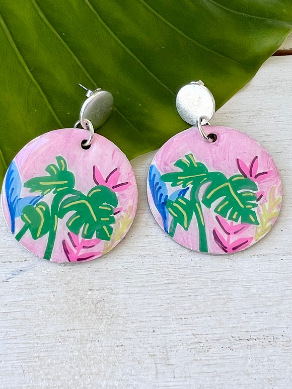 Hand Painted Tropical Garden Earrings