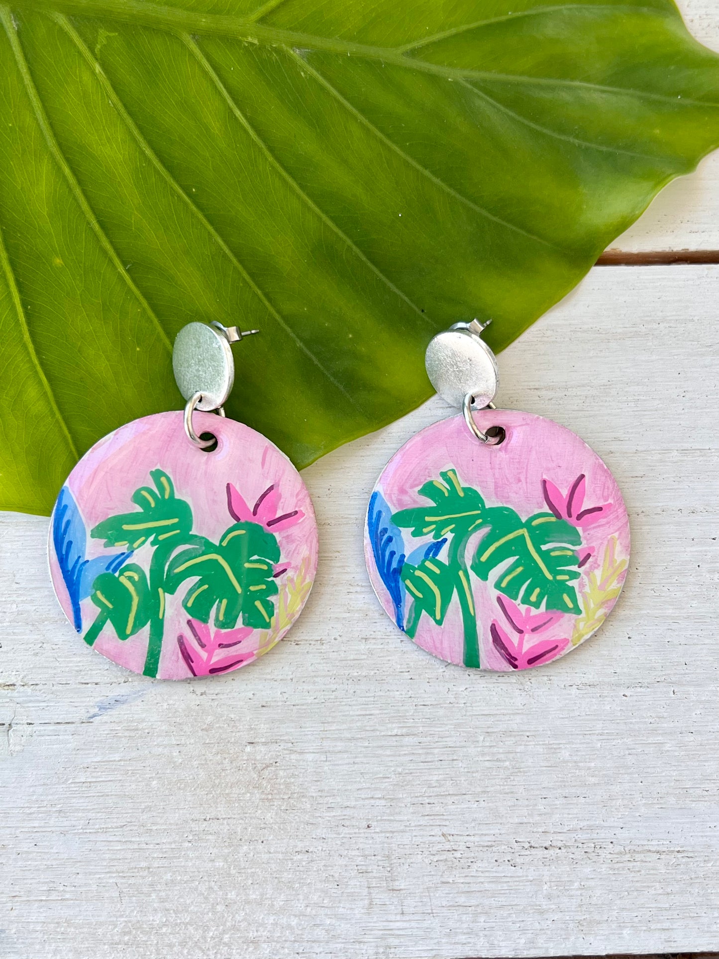 Hand Painted Tropical Garden Earrings