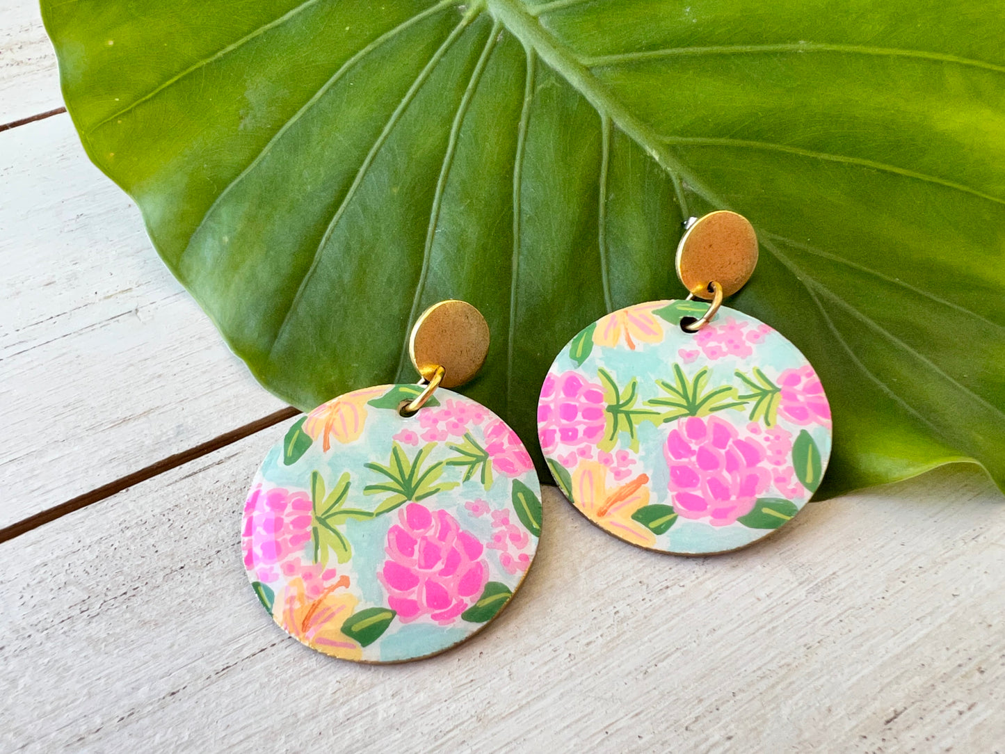 Hand Painted Pineapple Earrings