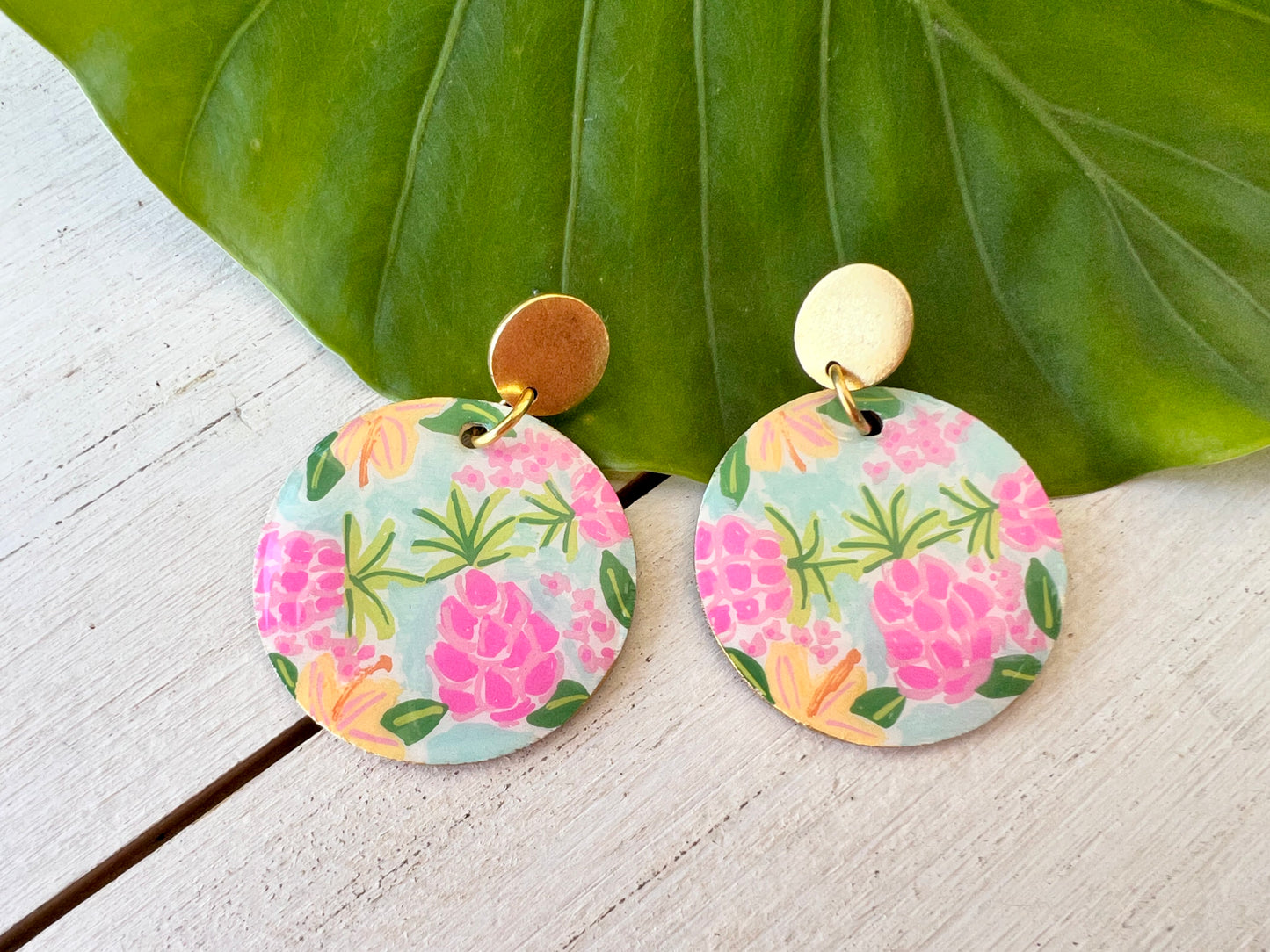 Hand Painted Pineapple Earrings