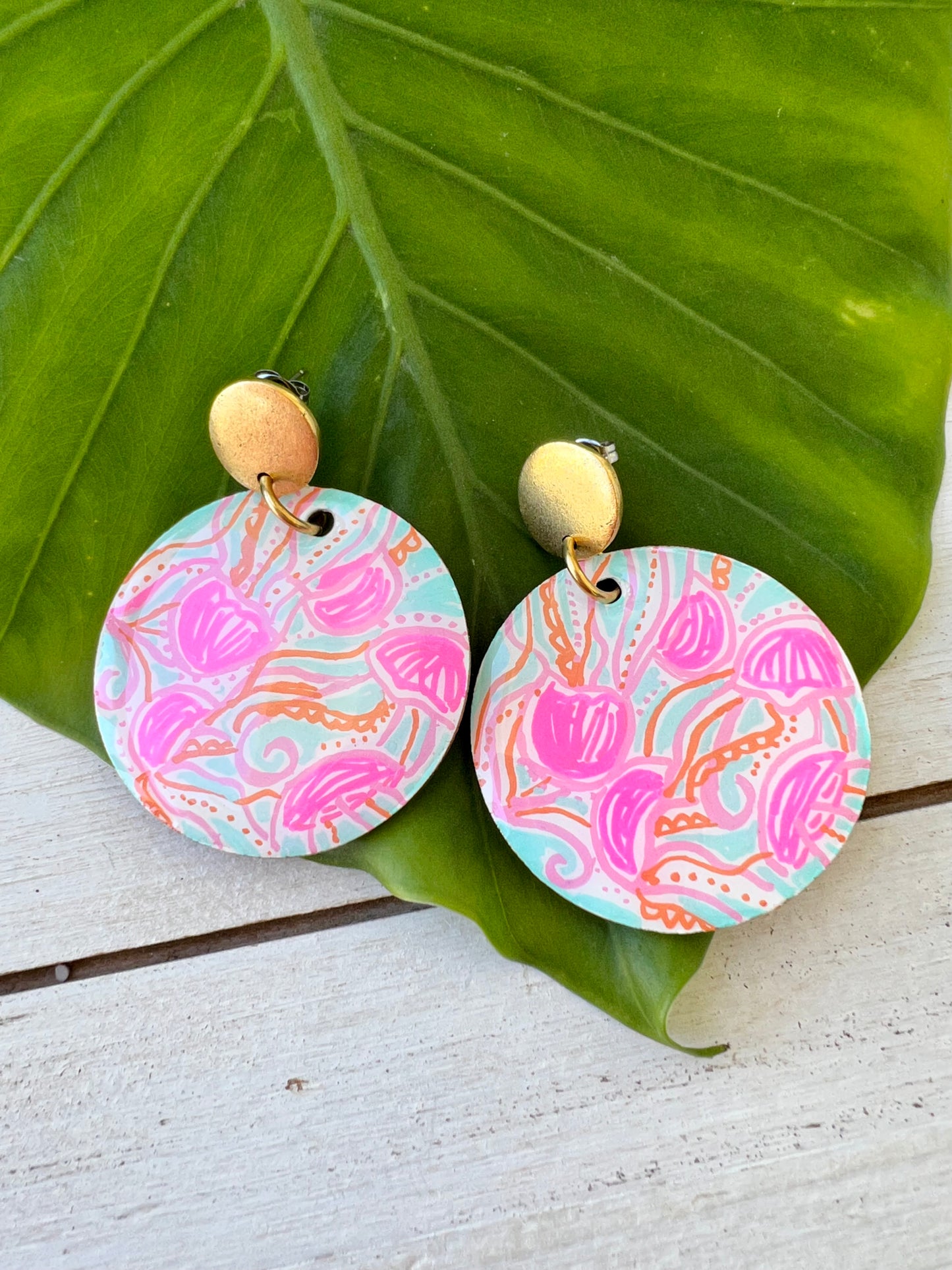 Hand Painted Don't Be Jelly - Jellyfish Earrings