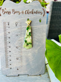 Green Cherry Blossom Chiyogami Fan Earrings