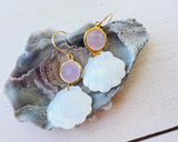 Carved Mother of Pearl Seashell Earrings