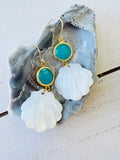 Carved Mother of Pearl Seashell Earrings