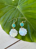 Carved Mother of Pearl Seashell Earrings