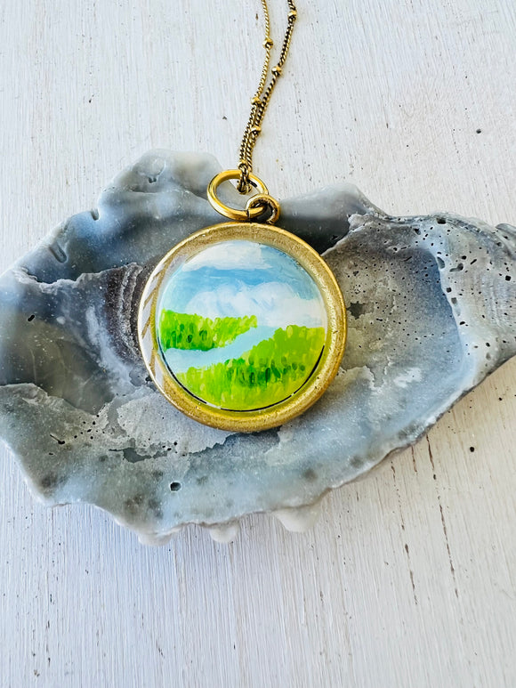 Hand Painted Low Country Marsh Pendant – Busy Beez and Chickadeez