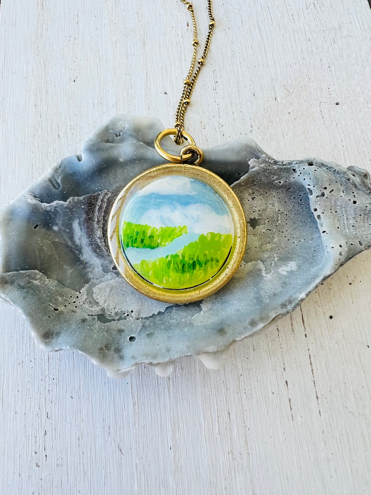 Hand Painted Low Country Marsh Pendant