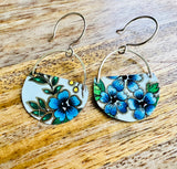 Blue Flower Half Circle Earrings