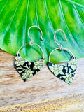 Black and Gold Floral Shield Earrings