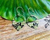 Black and Gold Floral Shield Earrings