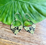 Black and Gold Floral Shield Earrings