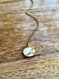 Kintsugi Inspired Pendants - Encouragement Gift - Kintsugi Oval Necklace, White, Gold