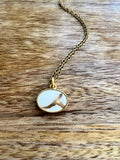 Kintsugi Inspired Pendants - Encouragement Gift - Kintsugi Oval Necklace, White, Gold