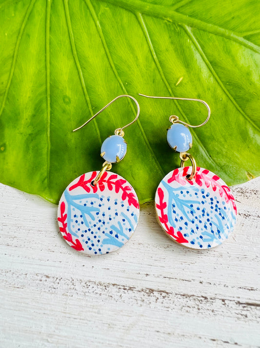 Hand Painted Coral Earrings