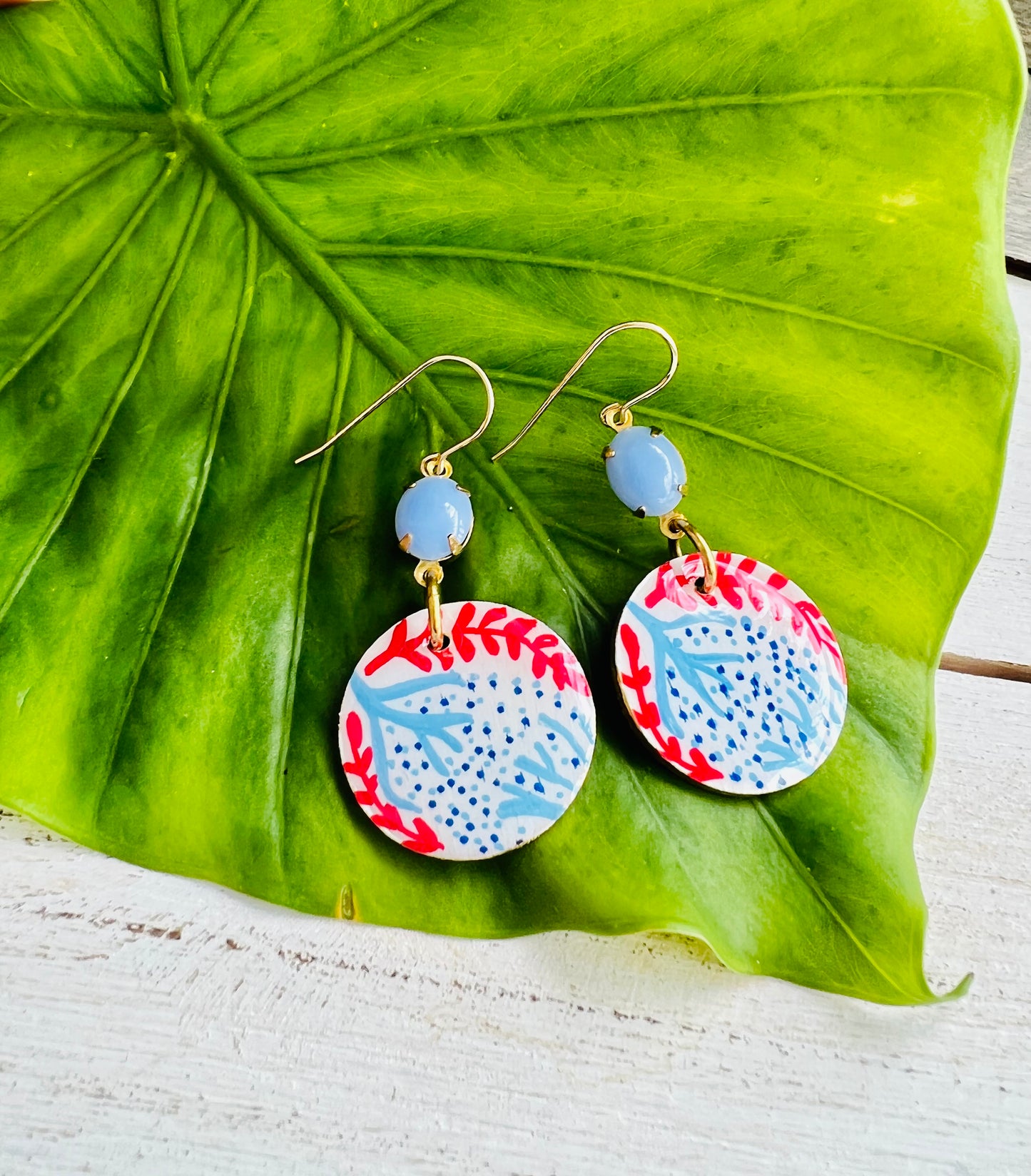 Hand Painted Coral Earrings