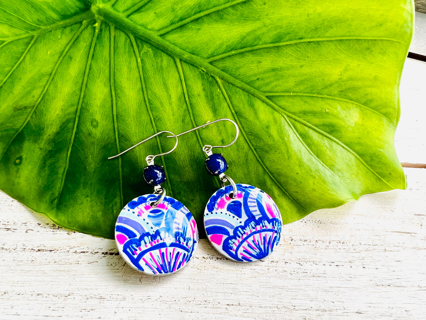 Hand Painted Scallop Shell Earrings